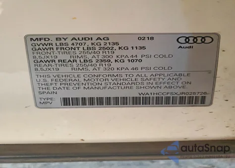 2018 Audi Q3 Premium Plus from USA, damaged, VIN WA1HCCFSXJR025726